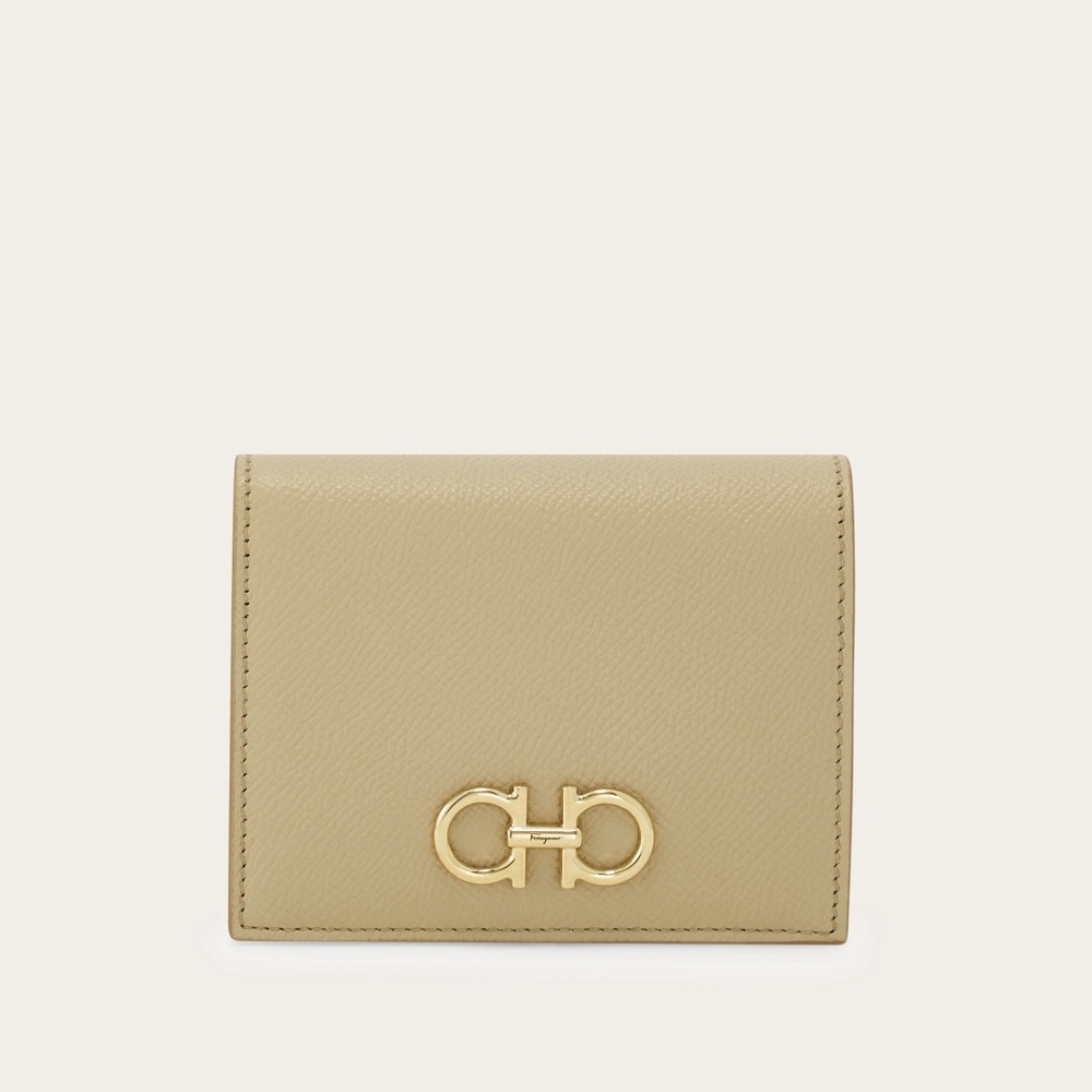 Salvatore Ferragamo Tan Wallet with Gold Accent